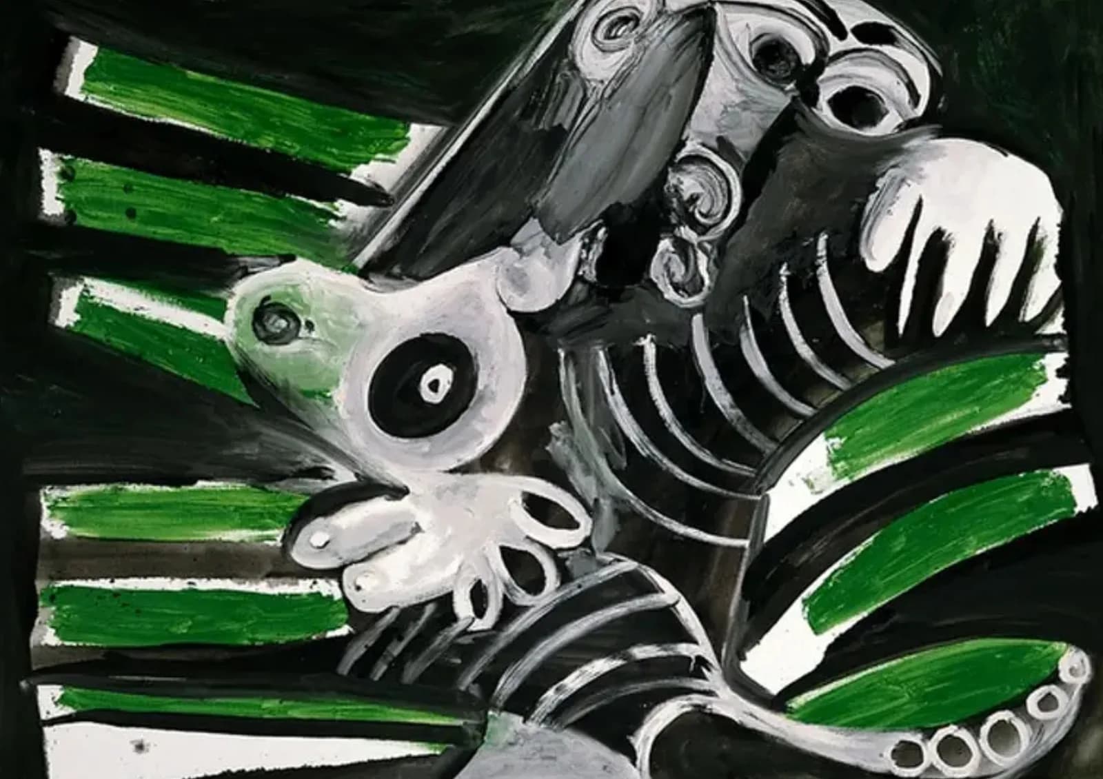 MAXIMALIST 2600 Pablo Picasso, Mujer Sobre Fondo Negro Con Rayas Verdes, 1973 Ratio 7x5 copia
