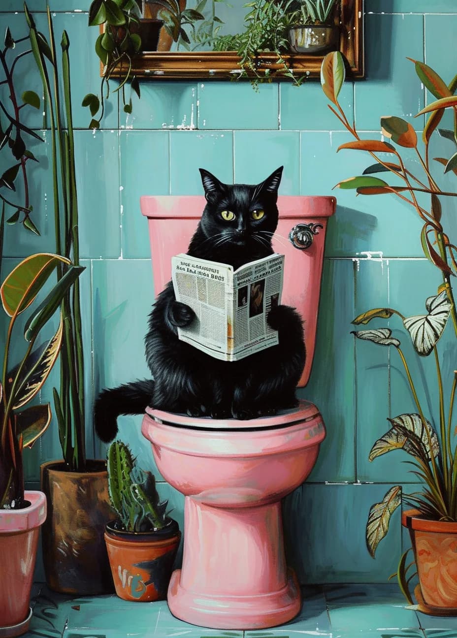 Maximalist animals Ginevra0934 A black cat sitting on the open lid of an old pink 2efb183f 7822 434c 8ae1 5a7c391d7a63