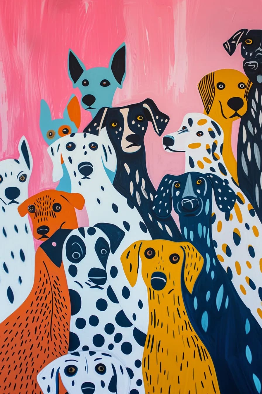 Maximalist animals Ginevra0934 A group of dogs all different breeds and sizes with 29be1f94 5631 4f69 a16d ee95660d4406