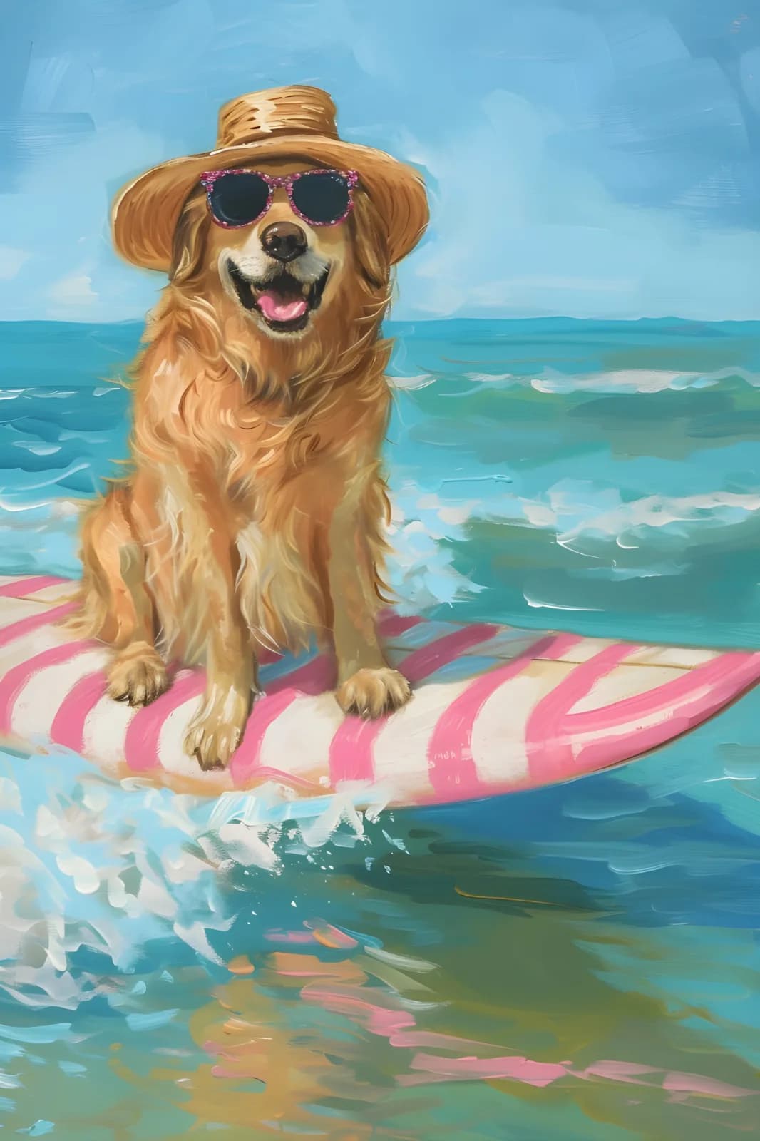 Maximalist animals Ginevra0934 A painting of cute Golden Retriever wearing sunglas 5496ed8b b7b4 4342 905b bea5cdeaa9d1