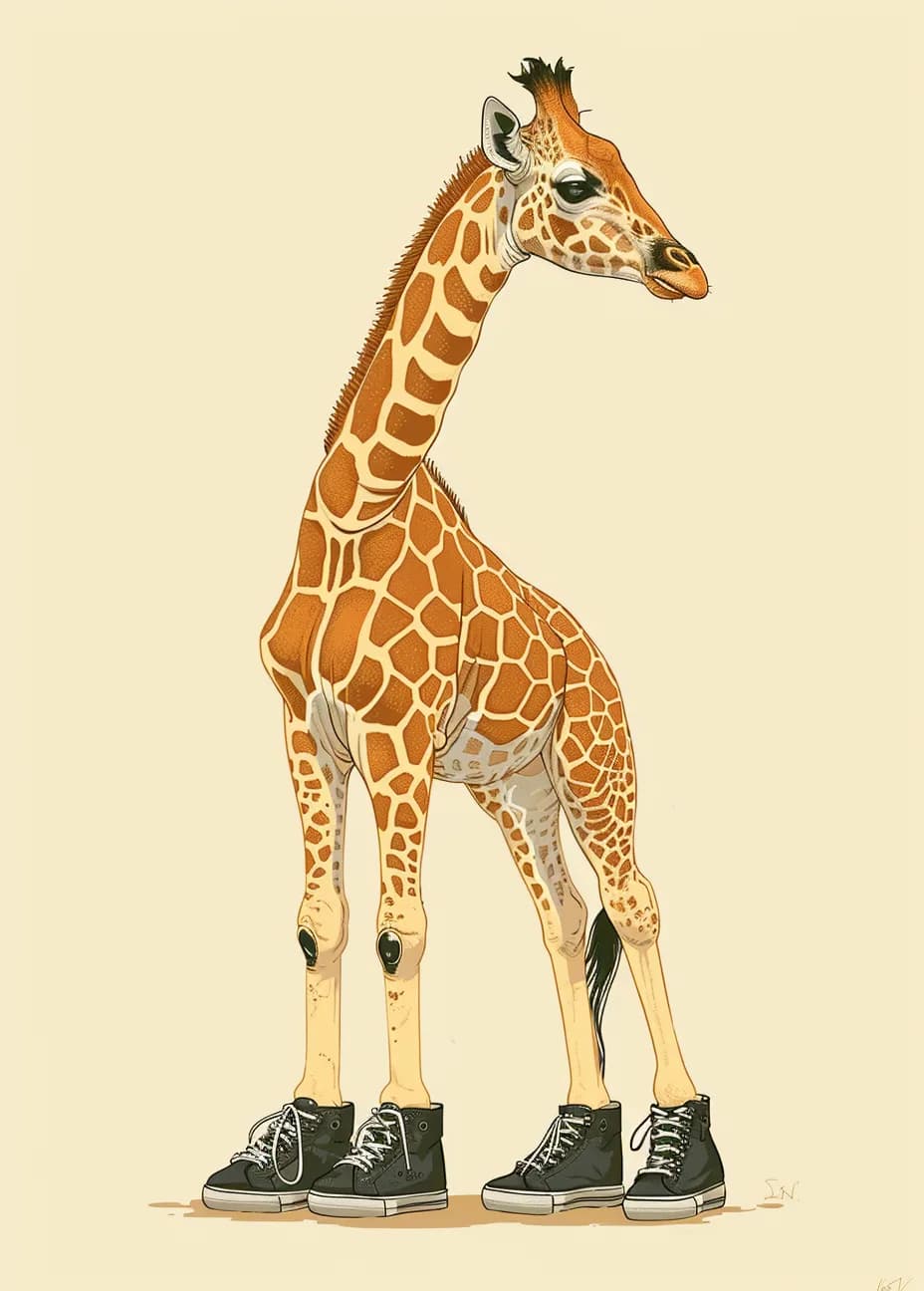 Maximalist animals Ginevra0934 Cute giraffe wearing shoes standing in an illustrat 47399957 f509 4b3a adbc e19a7962319f