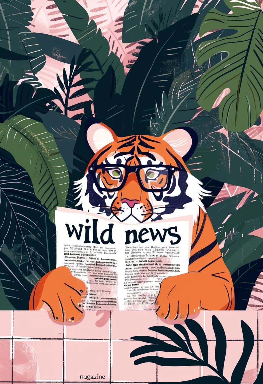 Maximalist animals Ginevra0934 Illustration of a tiger wearing glasses reading a n efc53b0a c516 4c3e b406 851cebe0da7f