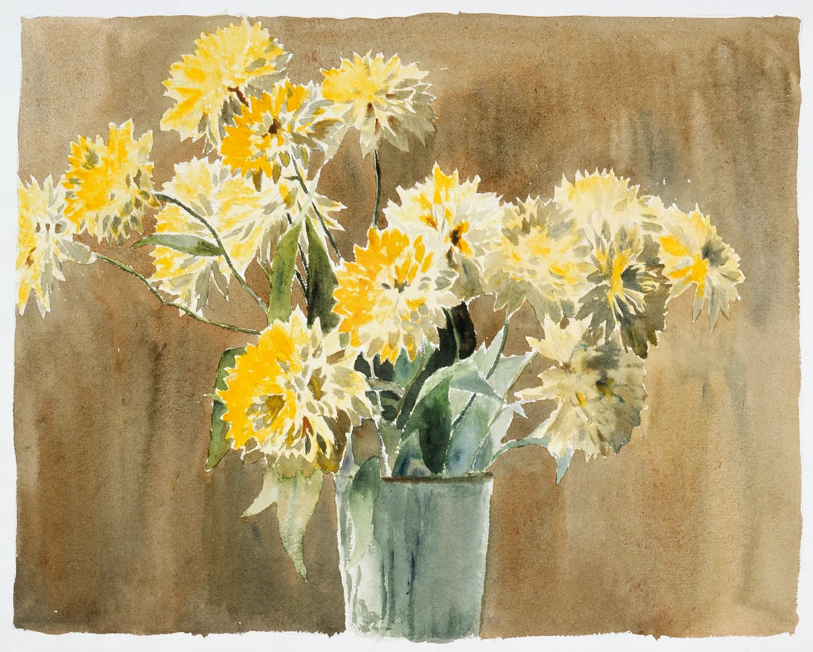 AUTUMN VINTAGE LD Vase with Yellow Flowers (1915) by Hannah Borger Overbeck