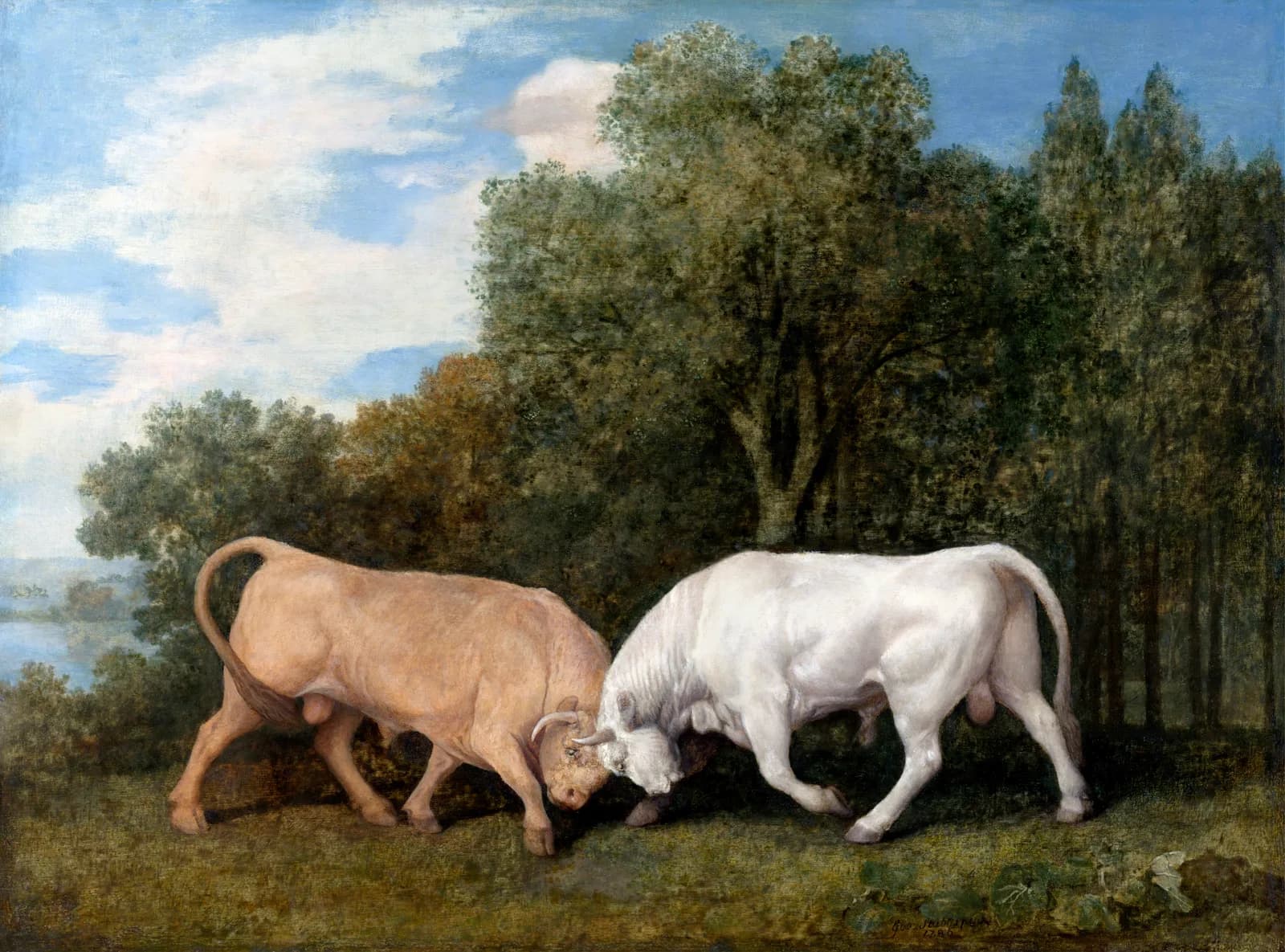 AUTUMN VINTAGE LD Bulls Fighting (1786) painting in high resolution by George Stubbs