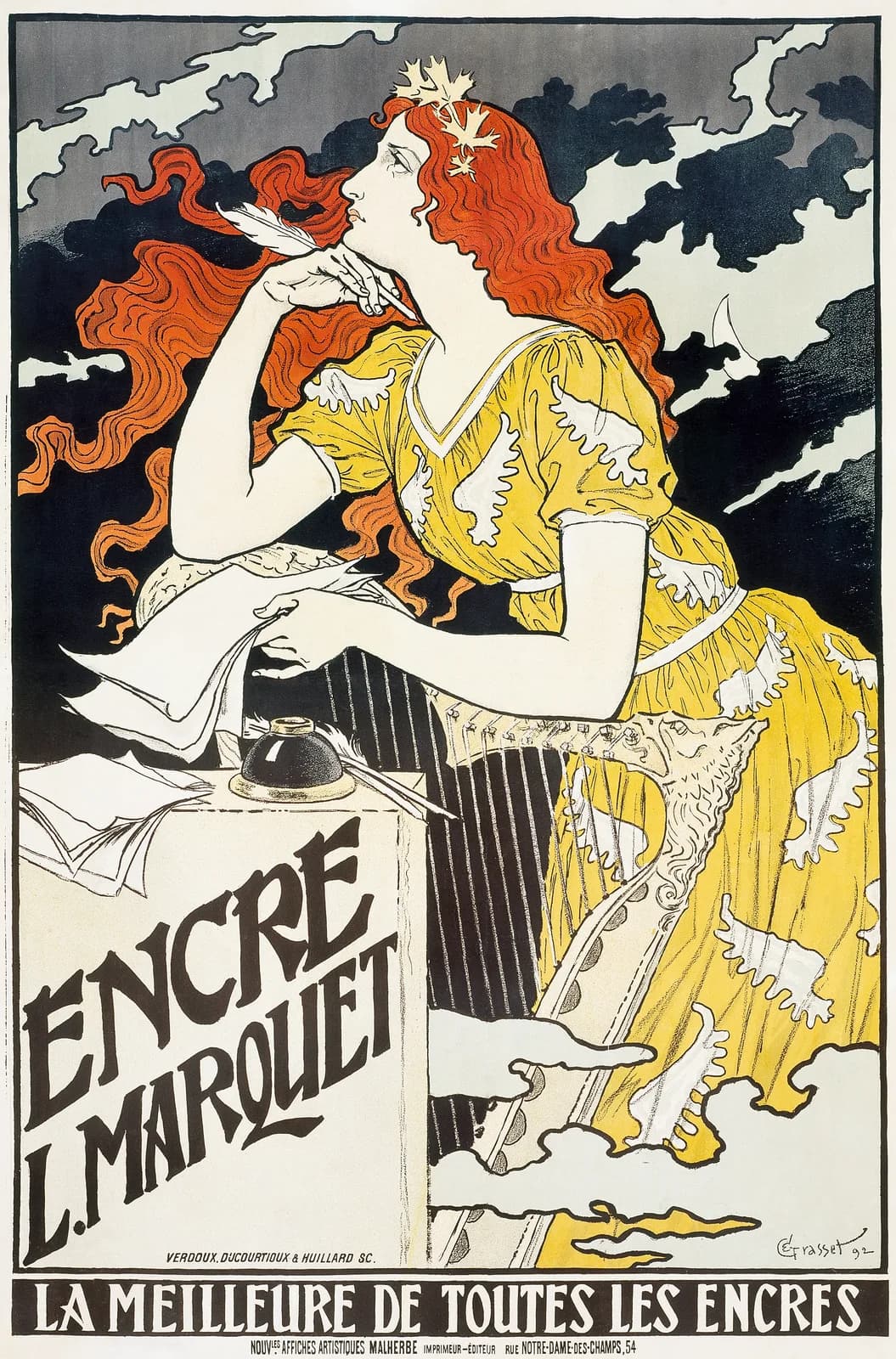 AUTUMN VINTAGE LD Encre L Marquet (1892), vintage woman illustration by Eugene Samuel Grasset