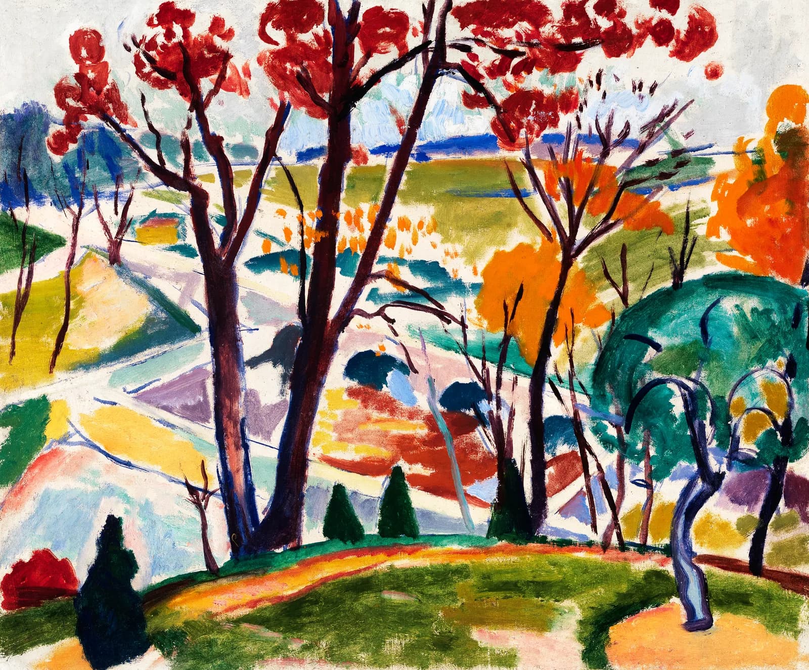 AUTUMN VINTAGE LD Landscape, Bridge, Huntingdon Valley (ca 1915 1916) Henry Lyman Sayen
